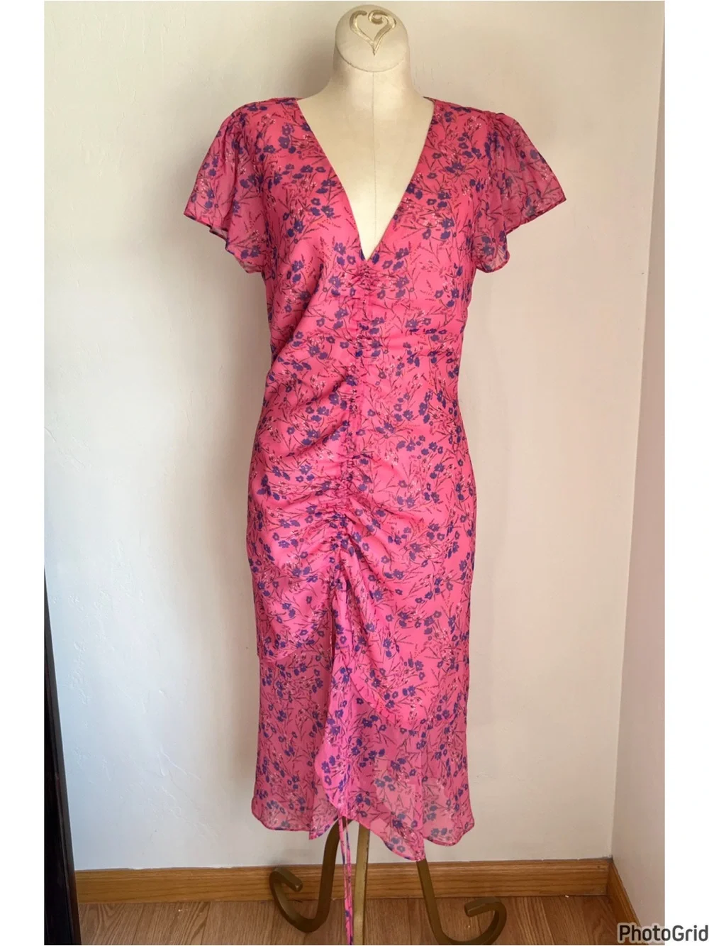 Revolve Majorelle Elaine Pink Floral Midi Dress small - Picture 2 of 4